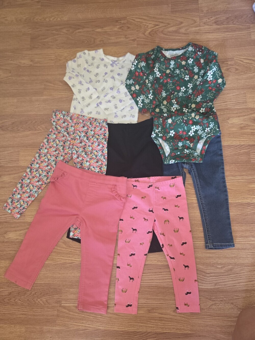 7pc Bundle Carter's Girl's 18M New Floral Horses Animal Pink Purple Bows